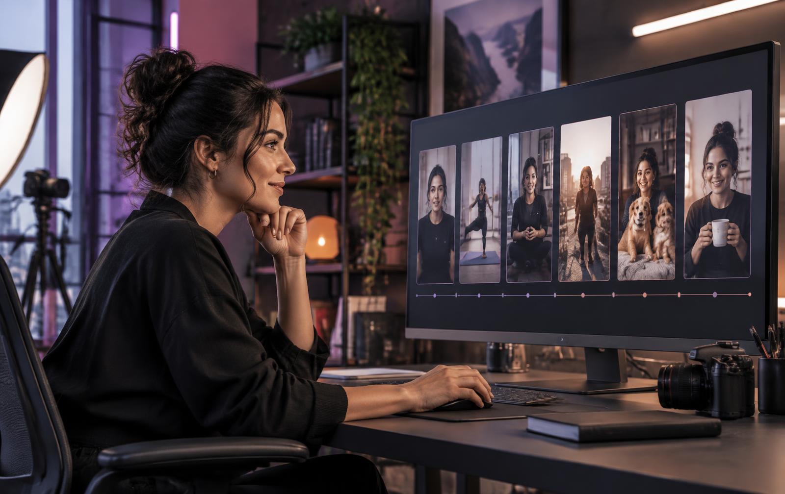 Creator reviewing a connected branded reel series