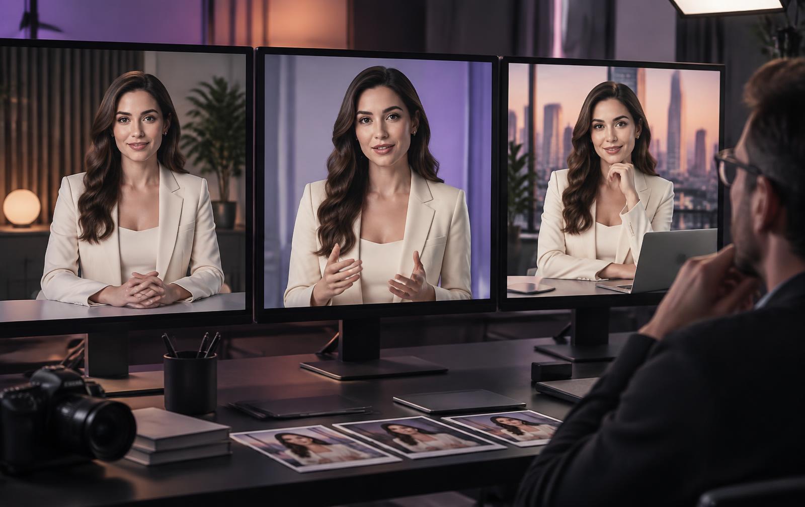 Consistent brand presenter shown across several settings