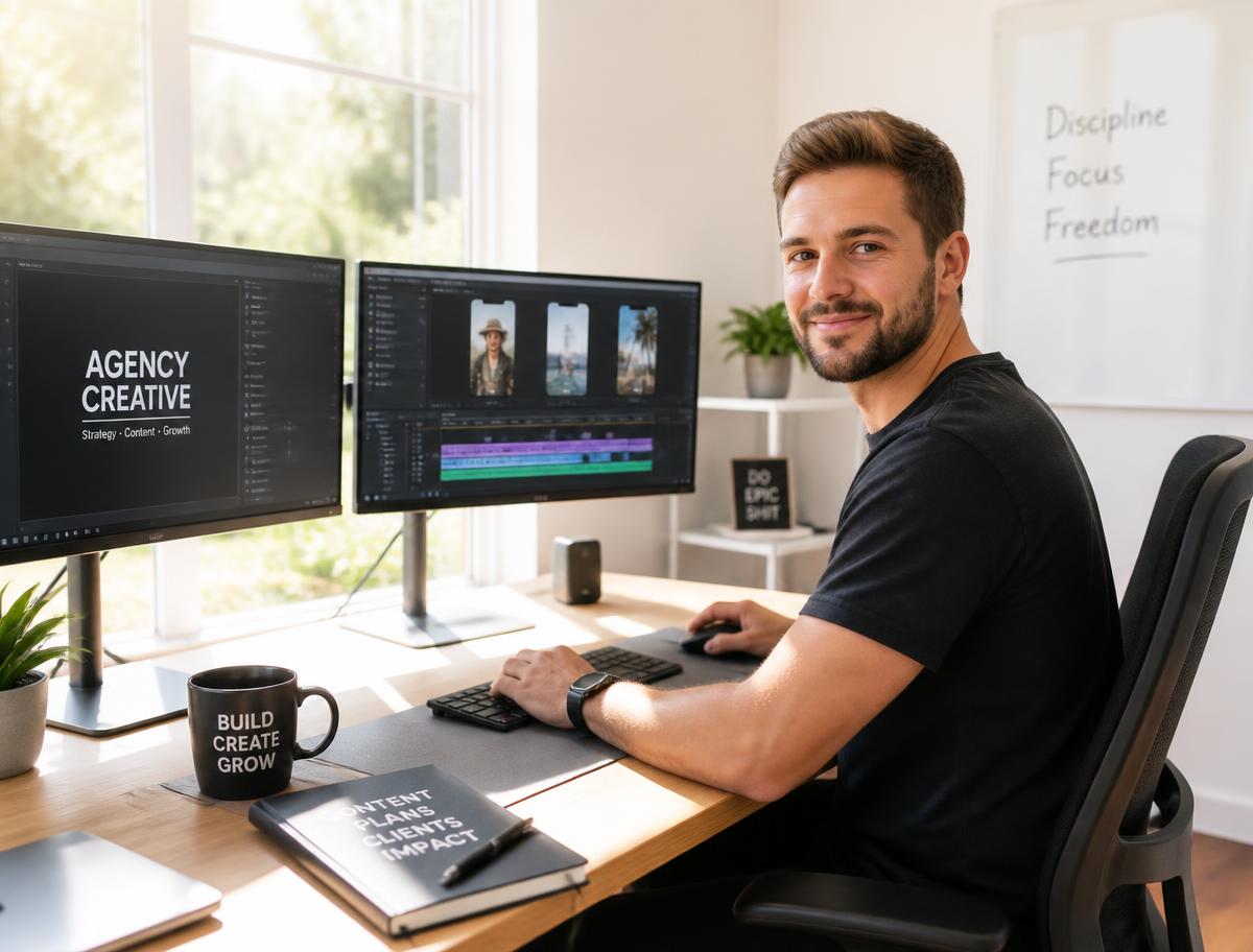 Agency owner reviewing service growth and margins